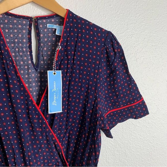 Draper James Navy Self Tie Romper Jumpsuit Size Medium - Picture 3 of 6
